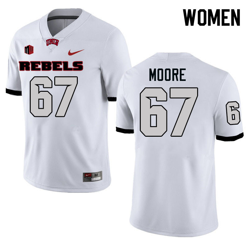 Women #67 Toby Moore UNLV Rebels College Football Jerseys Stitched-White